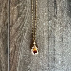Yellow-Golden Gemstone Teardrop Necklace